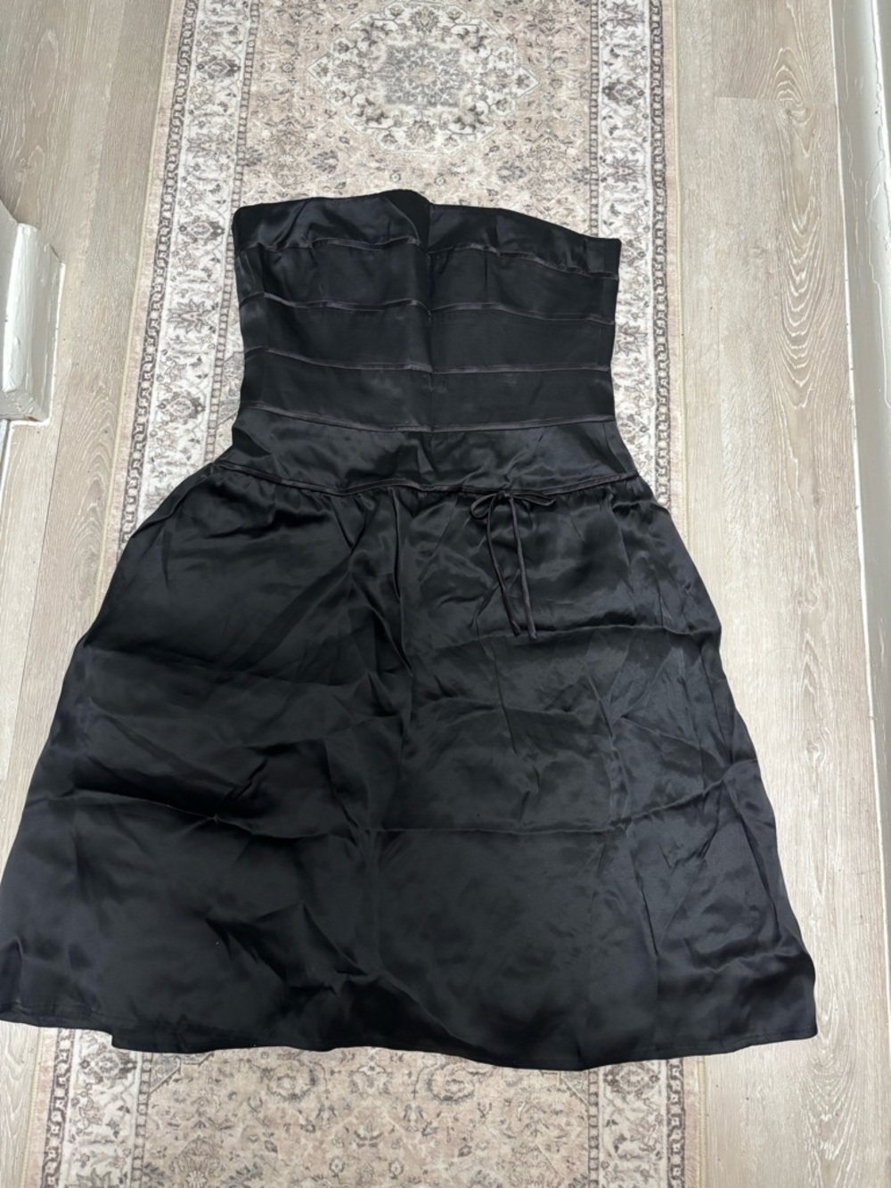 Talbots Black Strapless Satin Cocktail Dress
